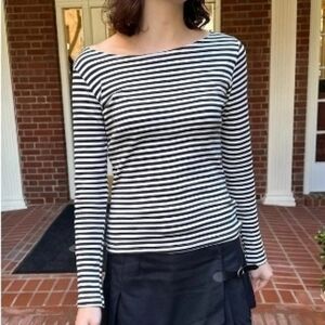 Brandy Melville Striped Catalina Black and White Long Sleeve Top
